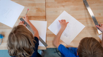 students doing work on paper